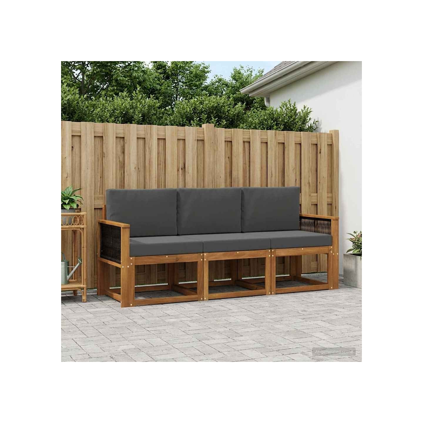 Ensemble de canapés d'extérieur 3 pc Naturel et Anthracite