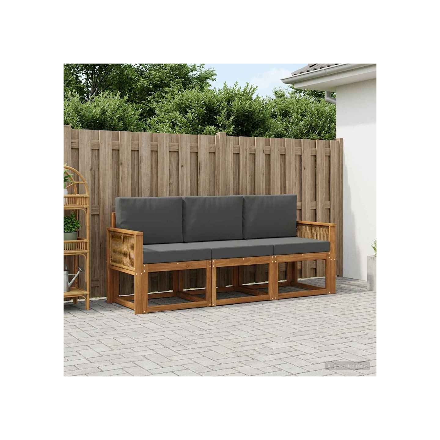 Ensemble de canapés d'extérieur 3 pc Naturel et Anthracite