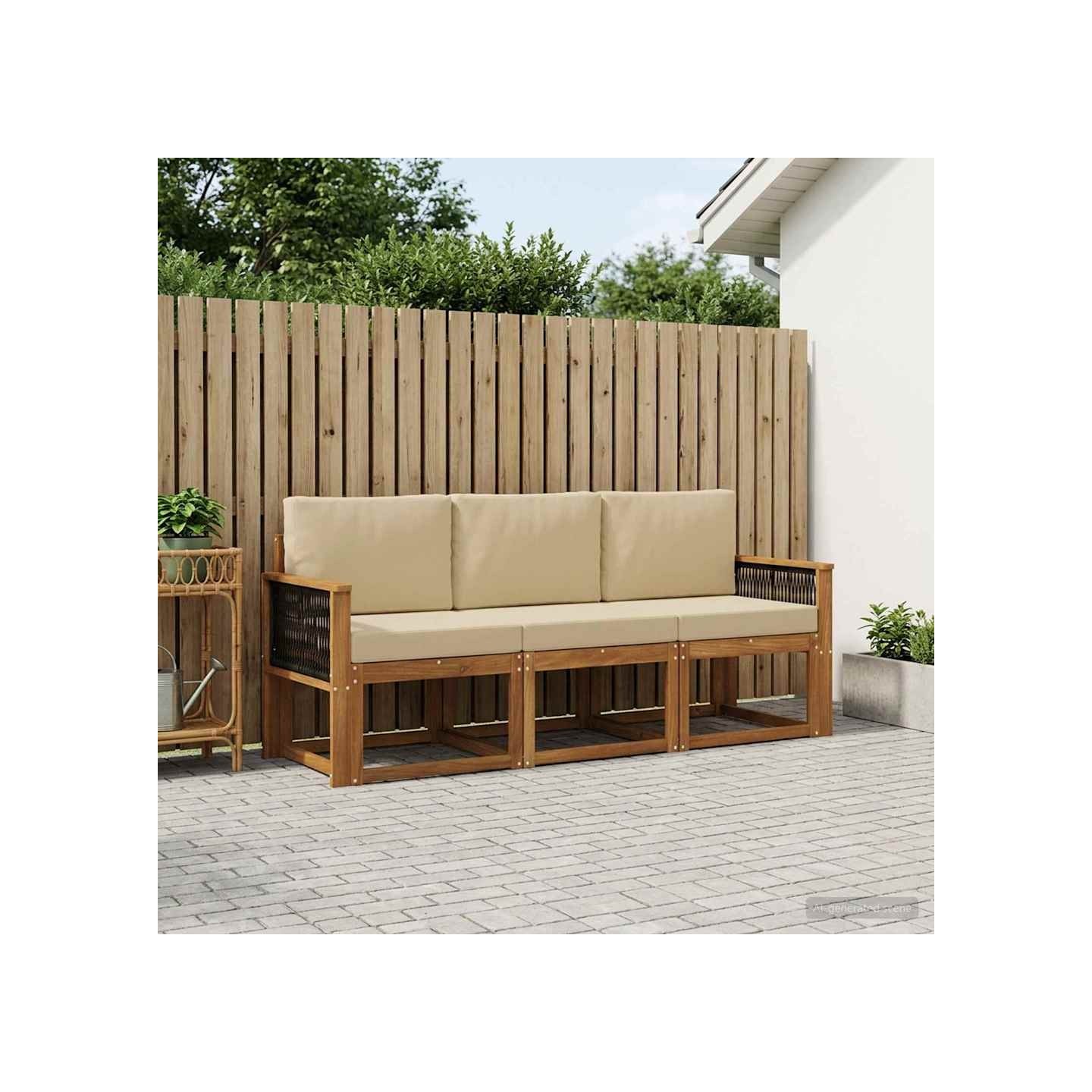 Ensemble de canapés d'extérieur 3 pc Naturel