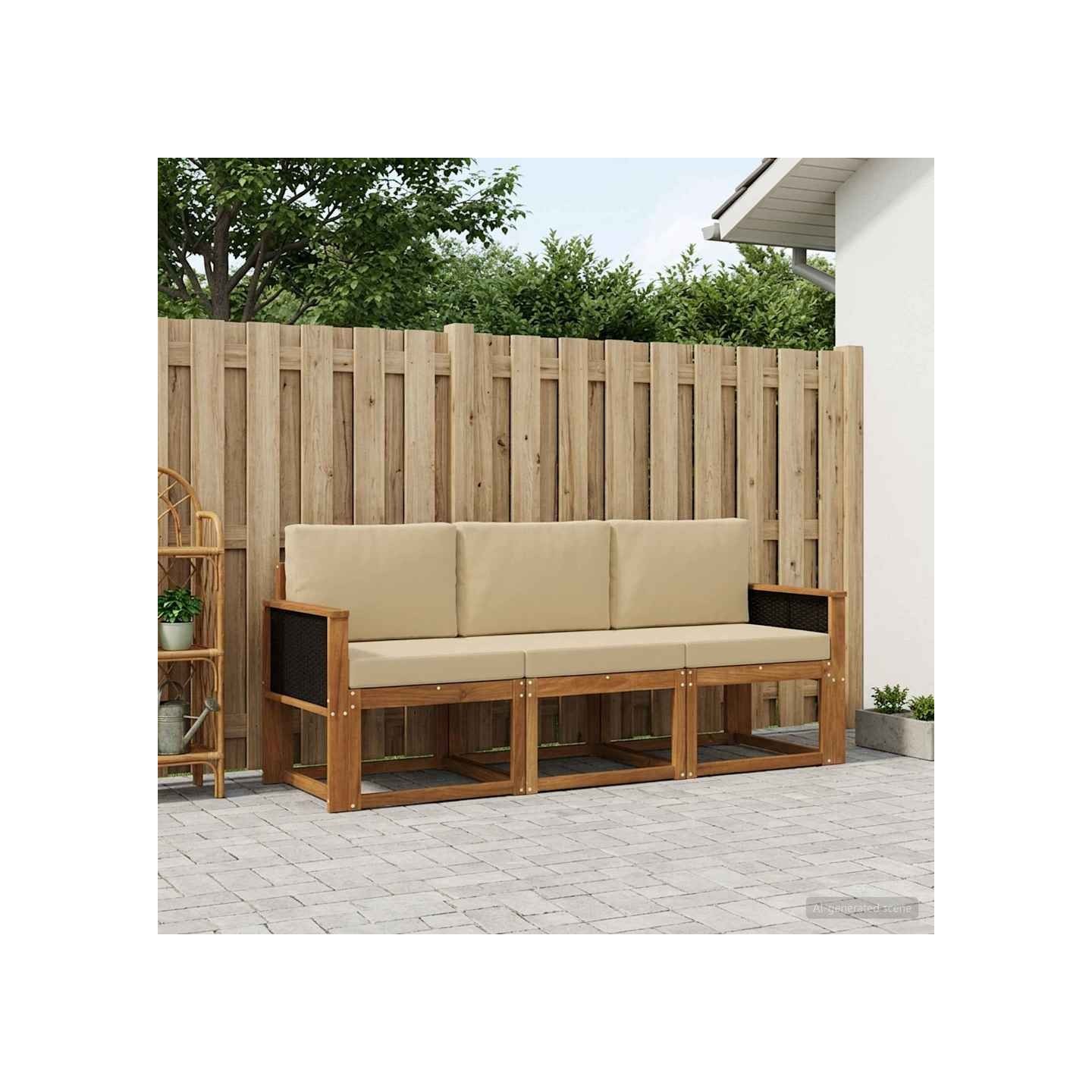 Ensemble de canapés d'extérieur 3 pc Naturel