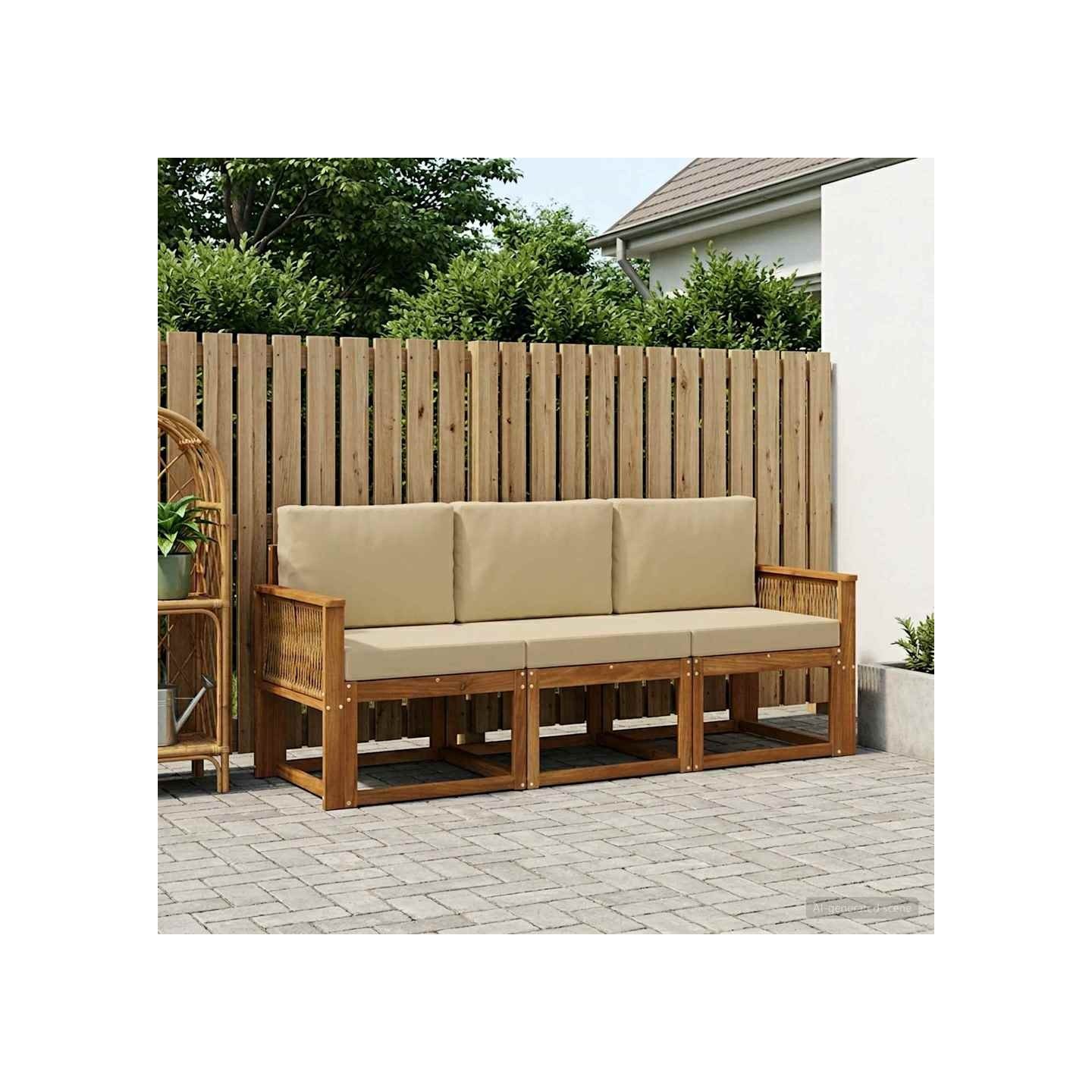 Ensemble de canapés d'extérieur 3 pc Naturel et Beige