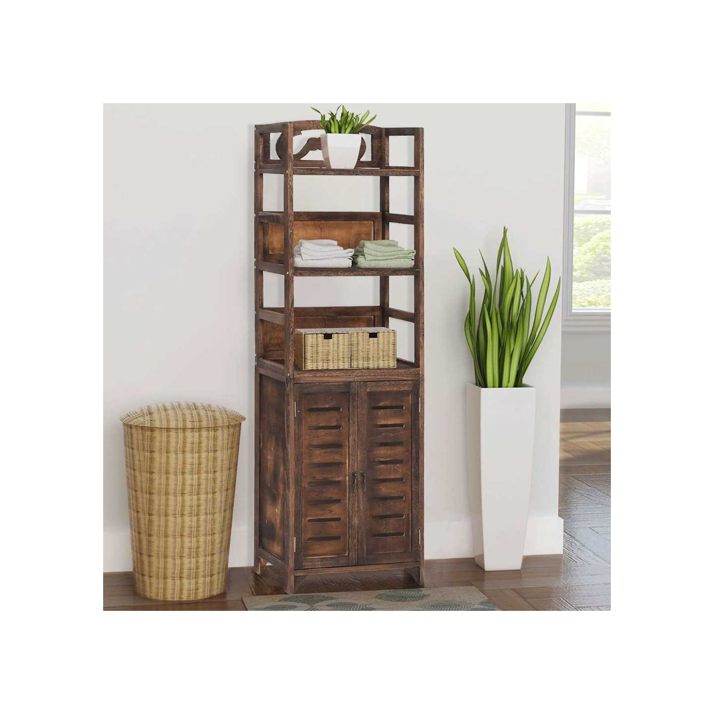 Vitrine Marron foncé 46x24x140 cm Bois massif de Paulownia