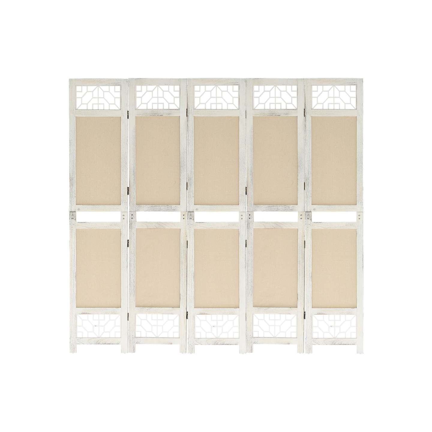 Cloison de séparation 5 panneaux Crème 175x165 cm Tissu