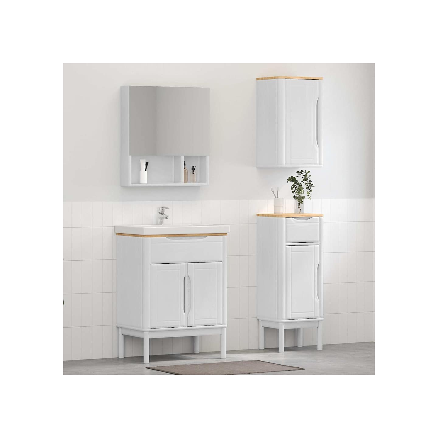 Ensemble de mobilier de salle de bain FLORO 3 pièces Blanc