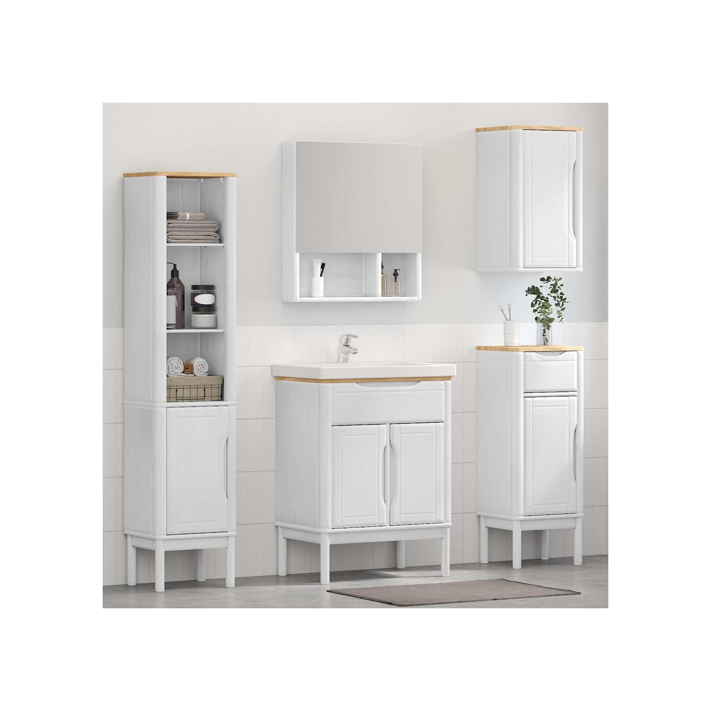 Ensemble de mobilier de salle de bain FLORO 4 pièces Blanc
