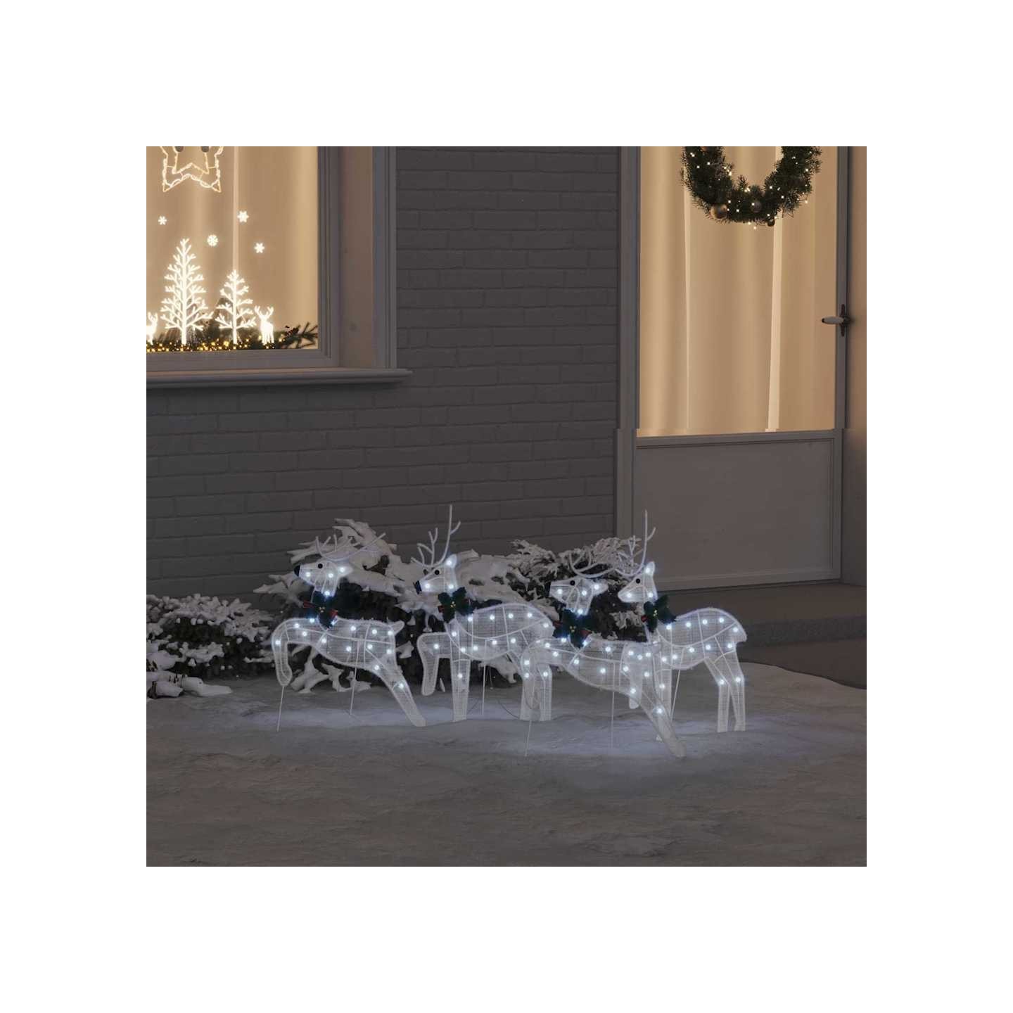 Renne de Noël 4 pc Blanc froid
