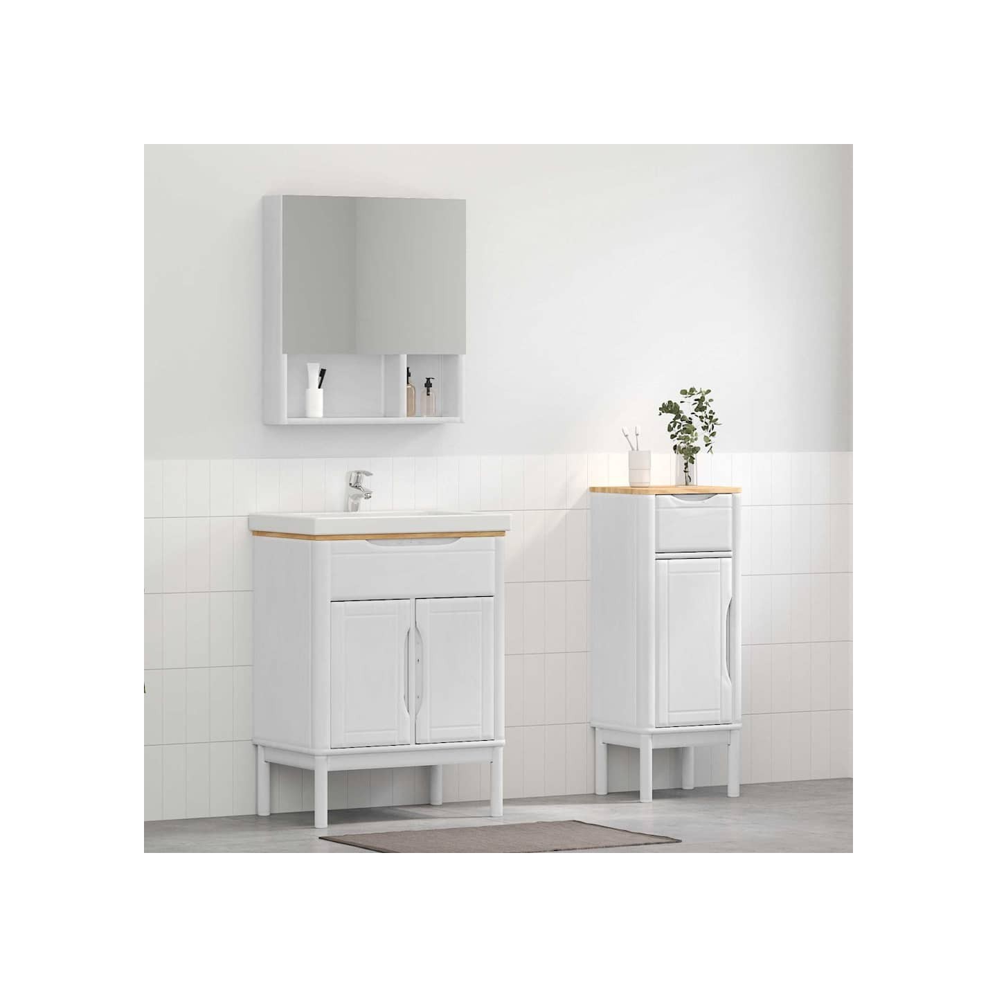 Ensemble de mobilier de salle de bain FLORO 2 pièces Blanc
