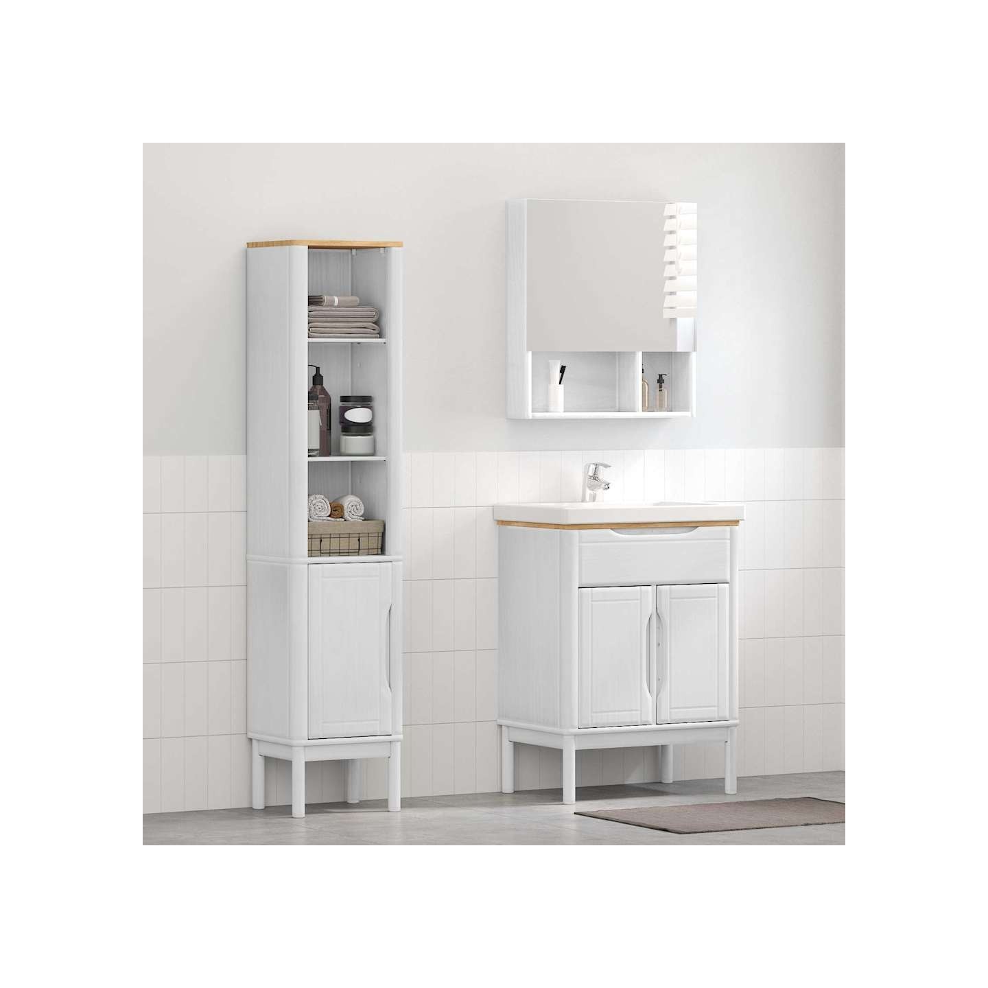 Ensemble de mobilier de salle de bain FLORO 2 pièces Blanc