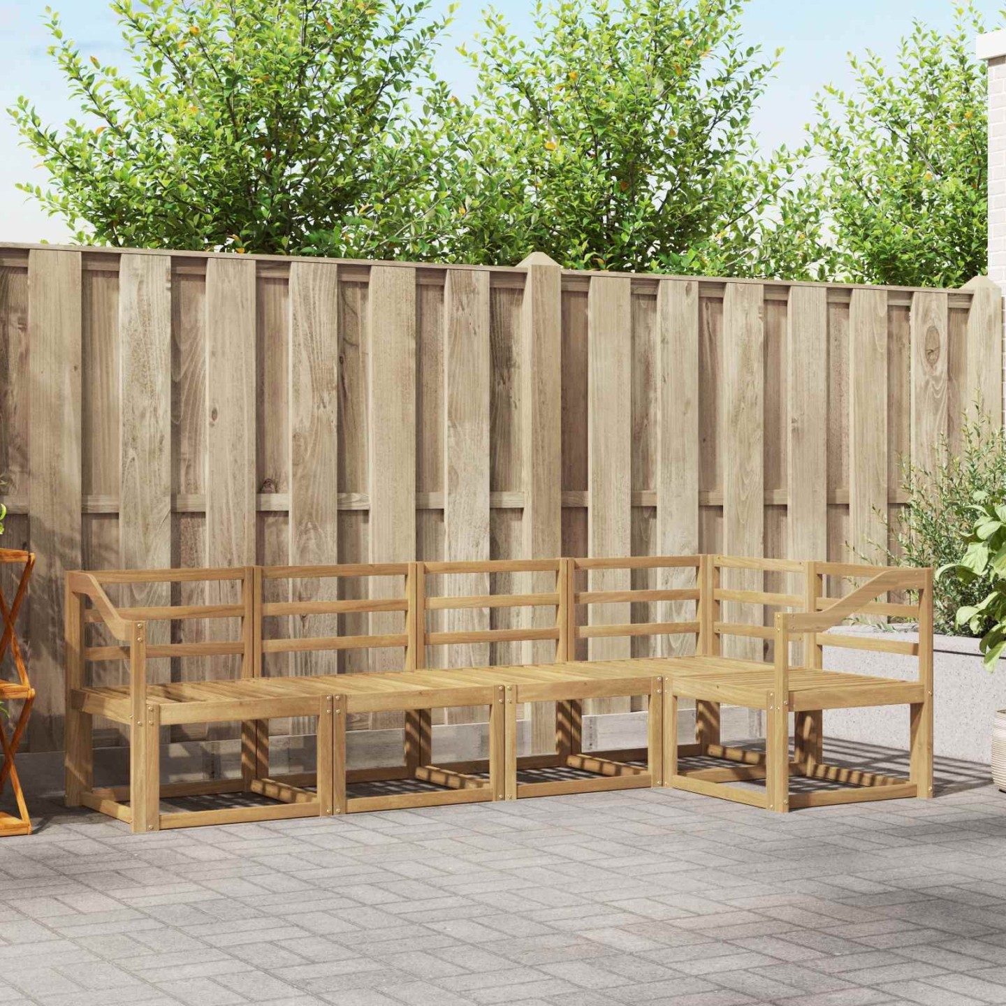Ensemble de canapés d'extérieur 5 pc Blanc Bois d'Acacia Massif