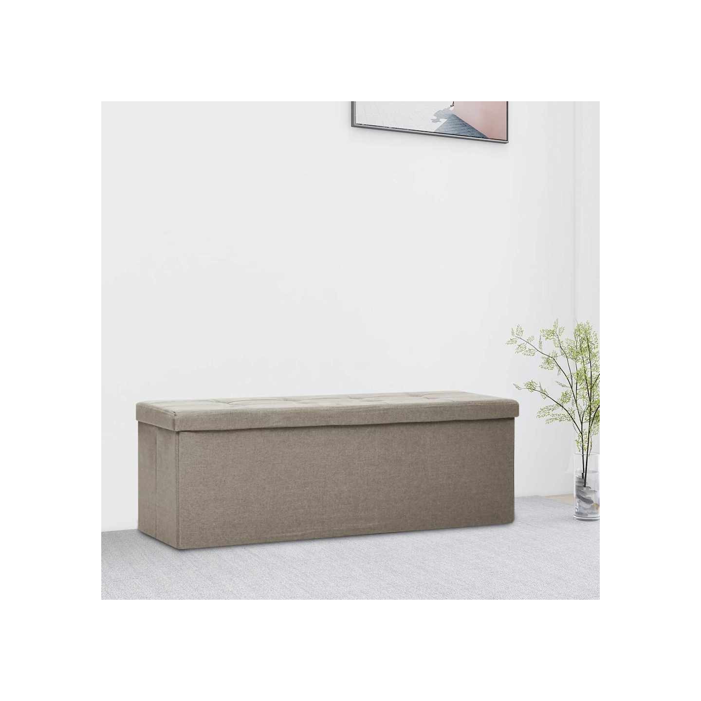 Banc de rangement pliable Taupe Faux lin