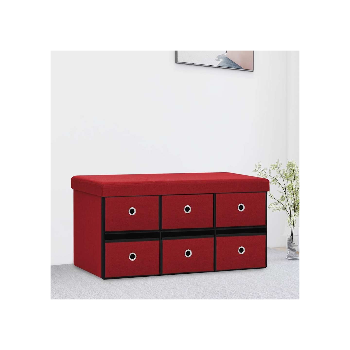 Banc de rangement pliable Bordeaux 76x38x38 cm Faux lin