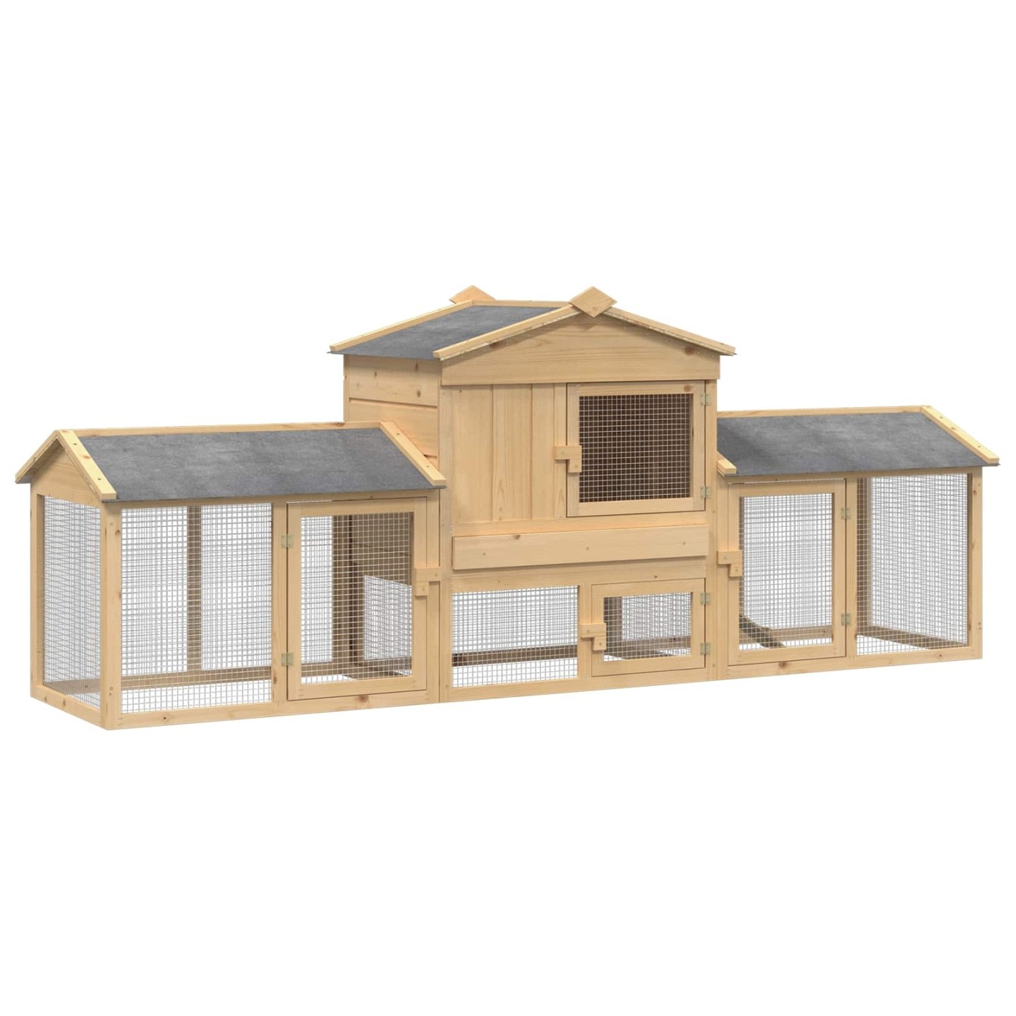 Poulailler 3 pièces Marron 225 x 60 x 89 cm Bois de pin massif