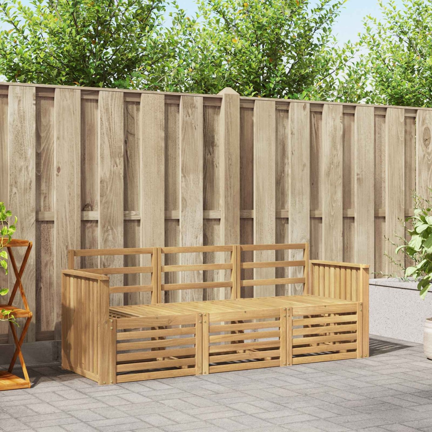 Ensembles de canapés 3 pc Blanc Bois d'Acacia Massif