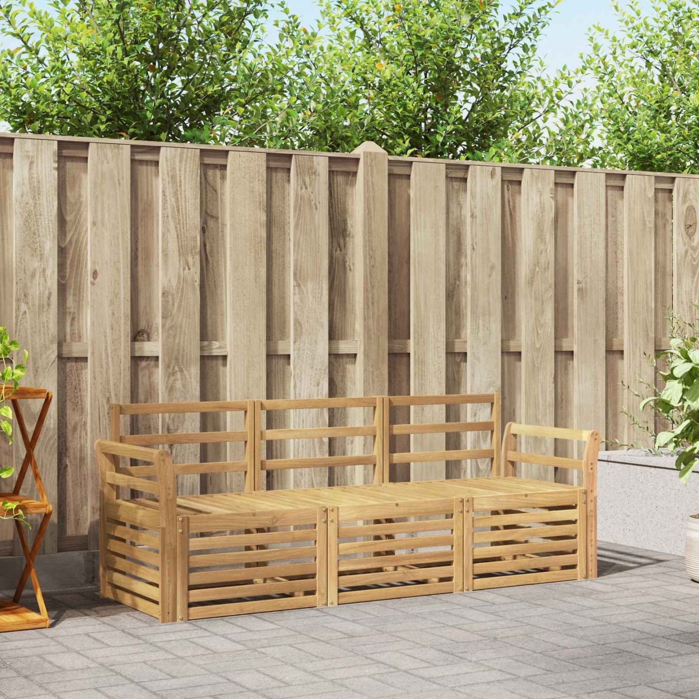 Ensembles de canapés 3 pc Blanc Bois d'Acacia Massif