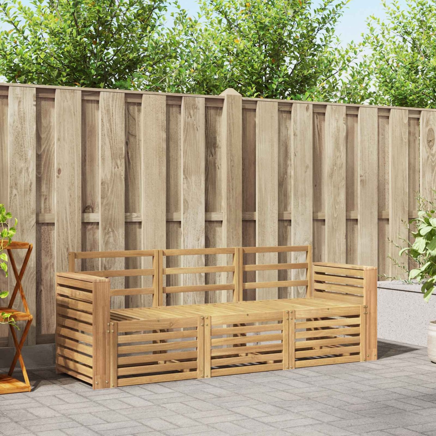 Ensembles de canapés 3 pc Blanc Bois d'Acacia Massif