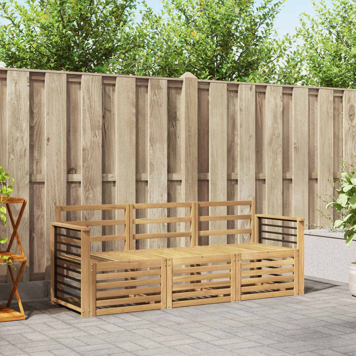 Ensembles de canapés 3 pc Blanc Bois d'Acacia Massif