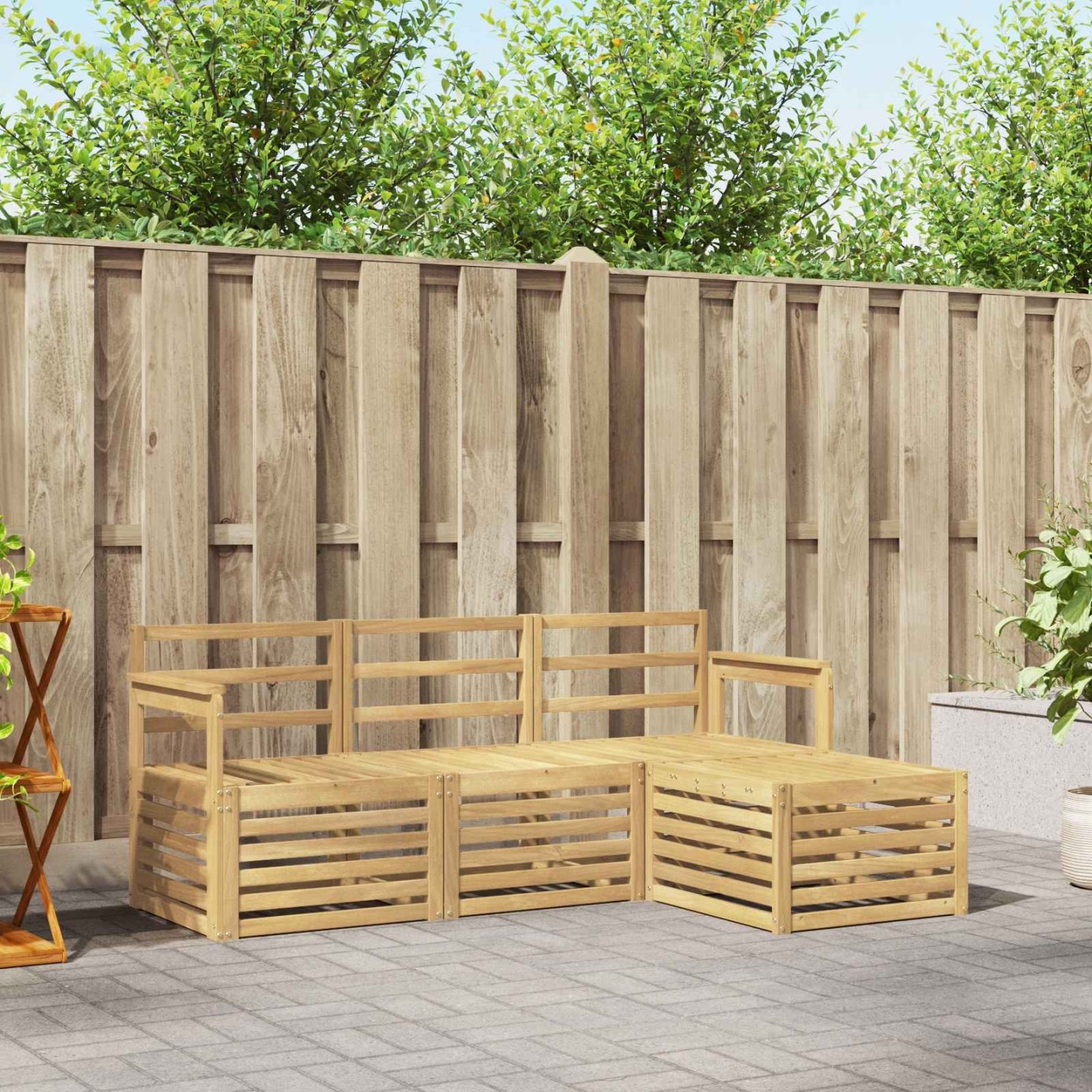 Ensemble de canapés d'extérieur 4 pc Blanc Bois d'Acacia Massif