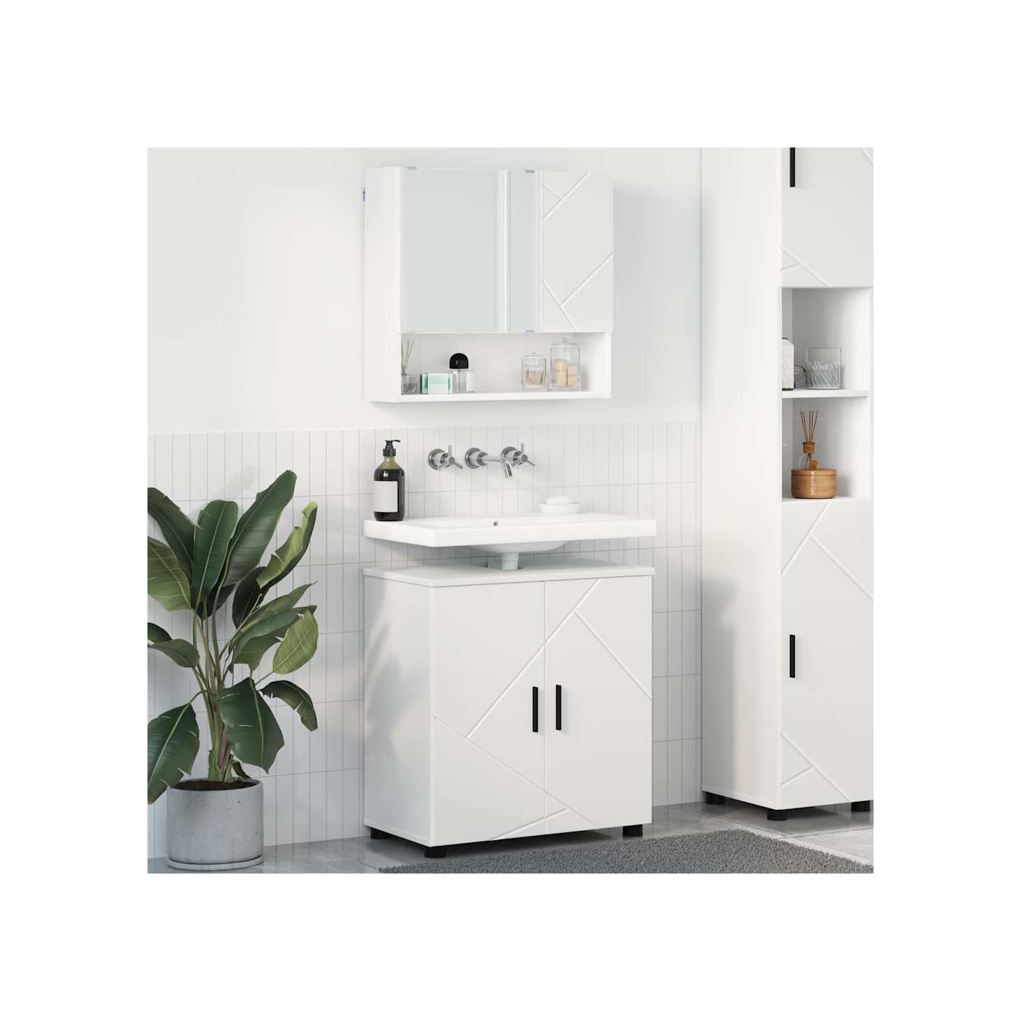 Ensemble de mobilier de salle de bain 2 pièces Blanc