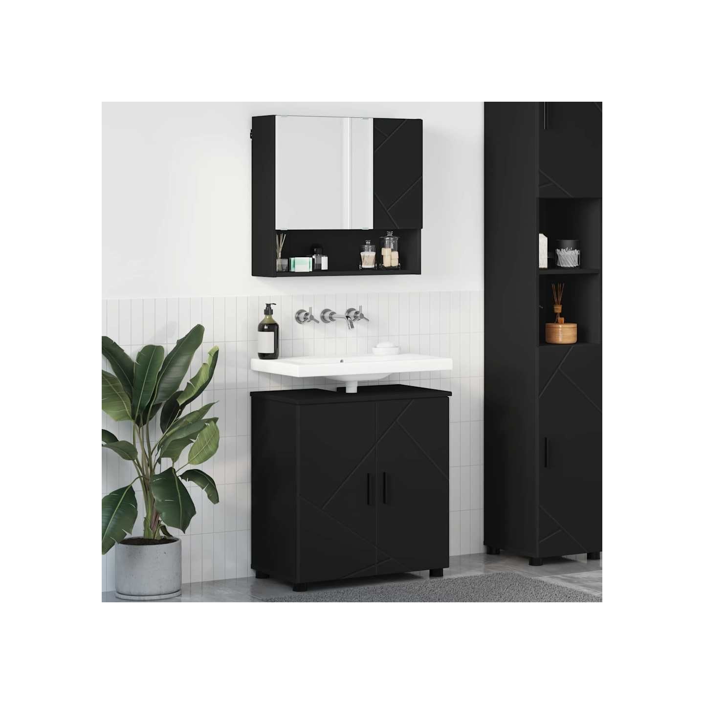 Ensemble de mobilier de salle de bain 2 pièces Noir