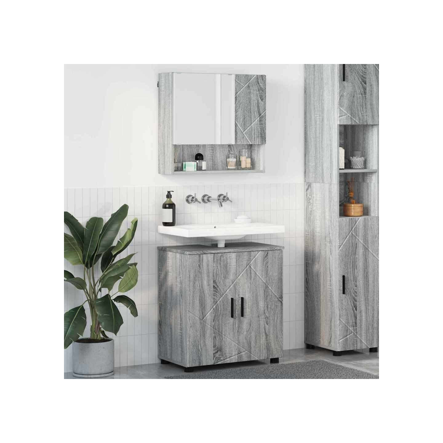 Ensemble de mobilier de salle de bain 2 pièces Gris Sonoma