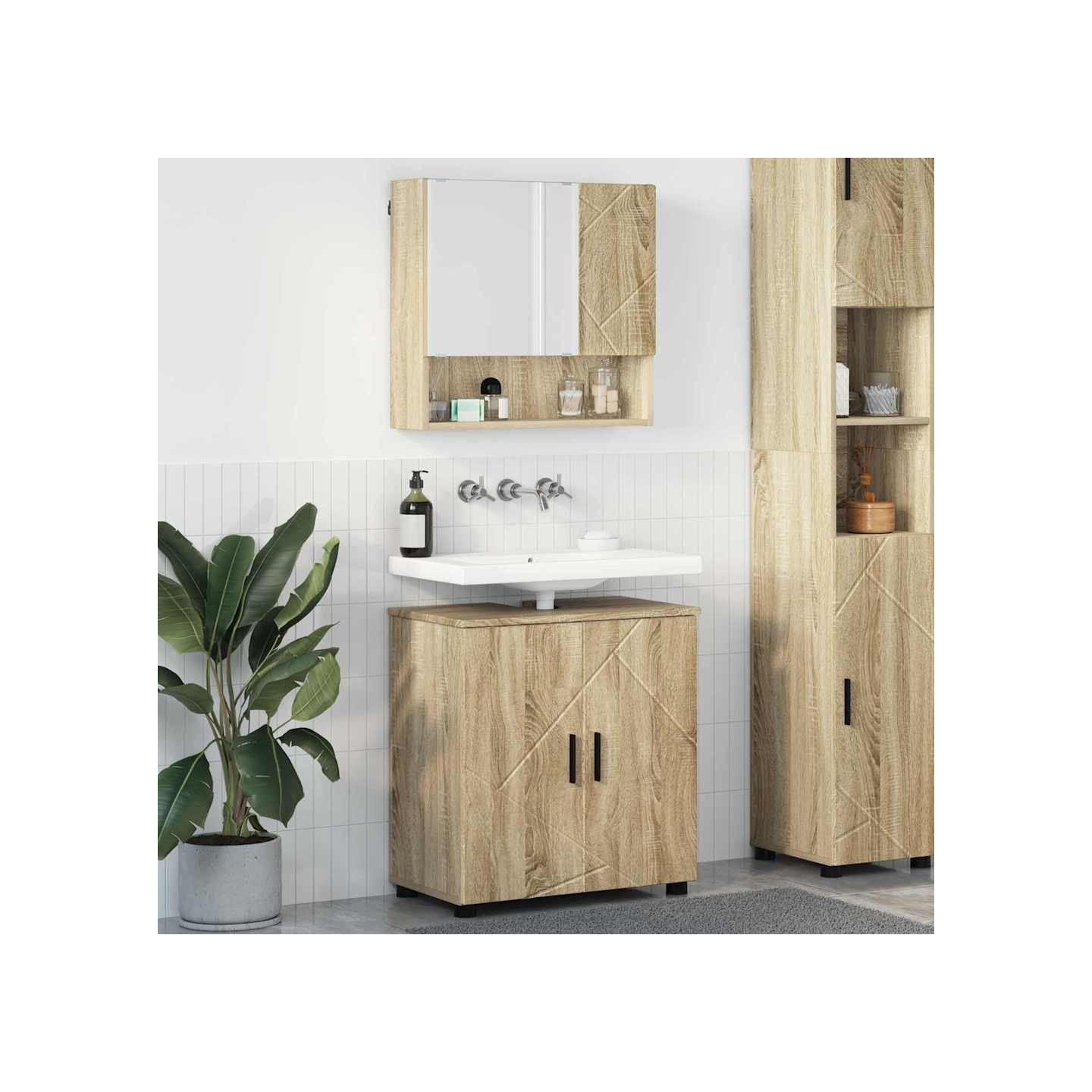 Ensemble de mobilier de salle de bain 2 pc Chêne Sonoma