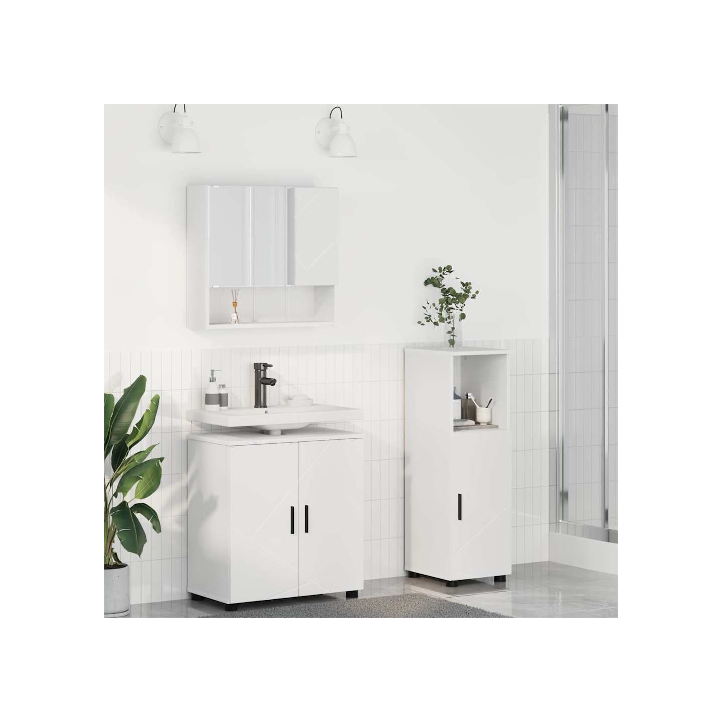 Ensemble de mobilier de salle de bain 3 pc Blanc