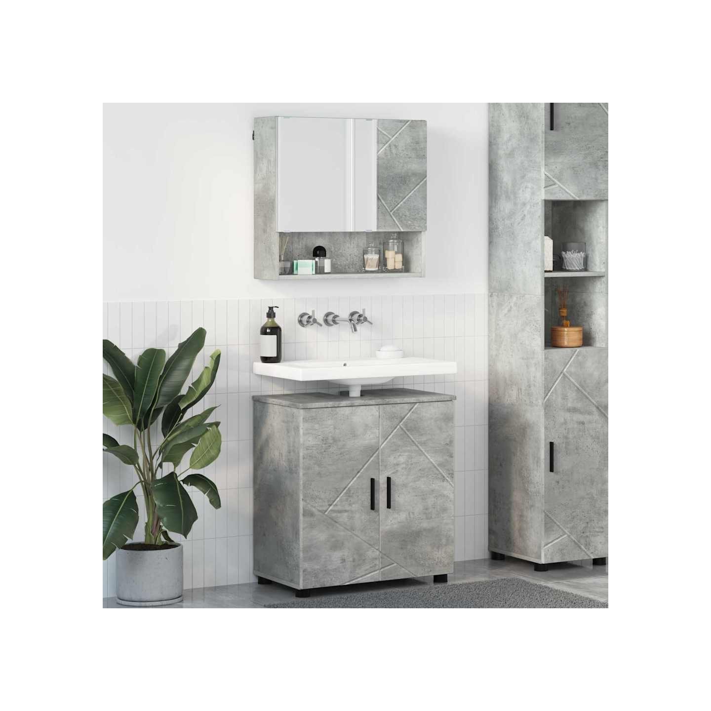 Ensemble de mobilier de salle de bain 2 pièces Gris béton