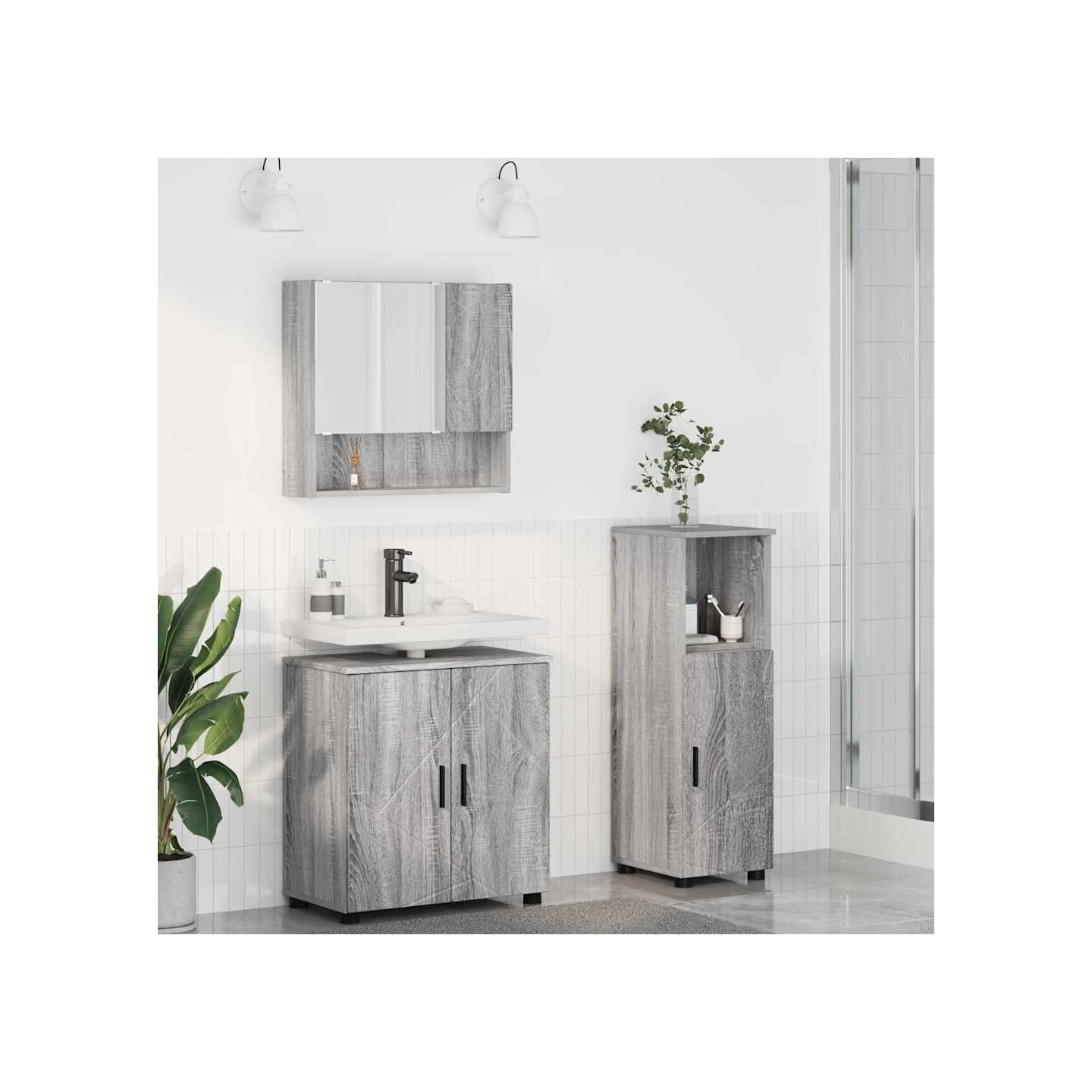 Ensemble de mobilier de salle de bain 3 pc Gris Sonoma