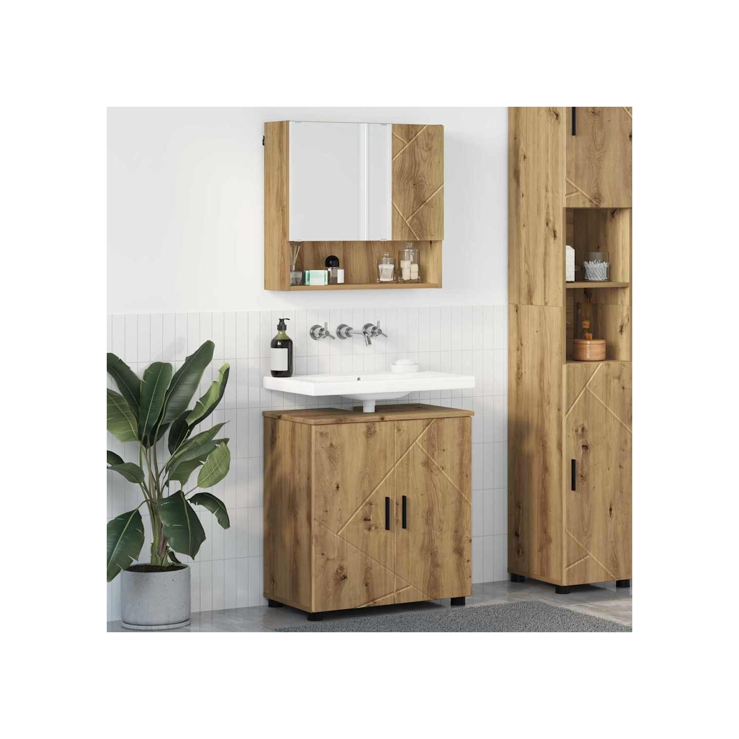 Ensemble de mobilier de salle de bain 2 pc Chêne artisanal