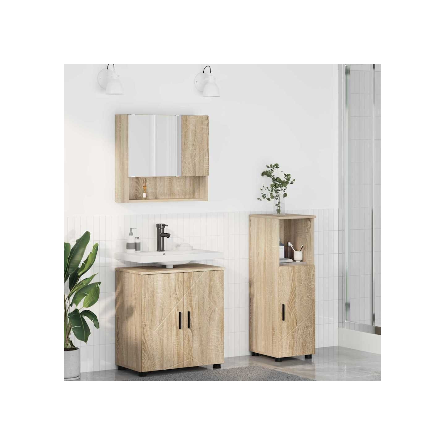 Ensemble de mobilier de salle de bain 3 pc Chêne Sonoma