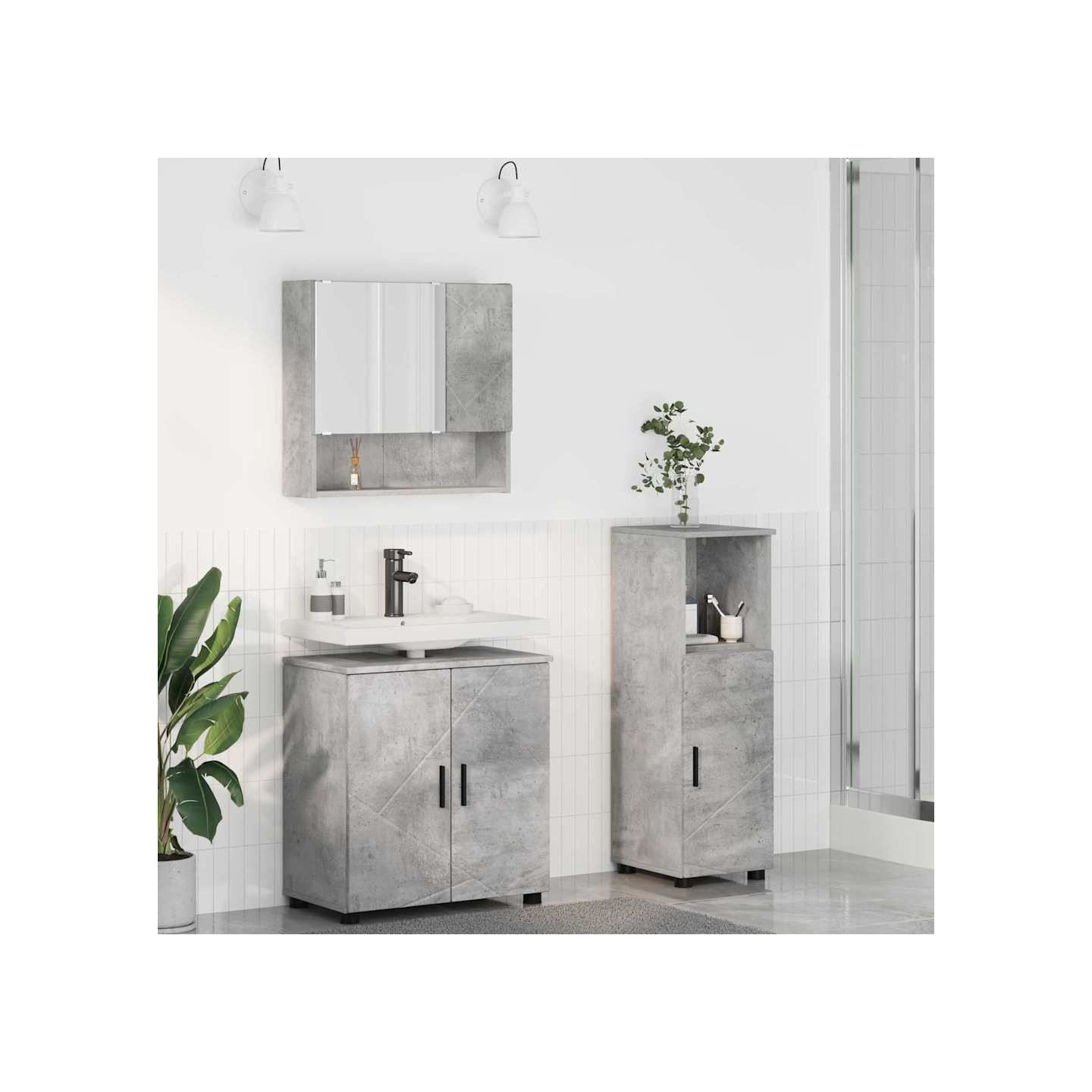 Ensemble de mobilier de salle de bain 3 pc Gris béton