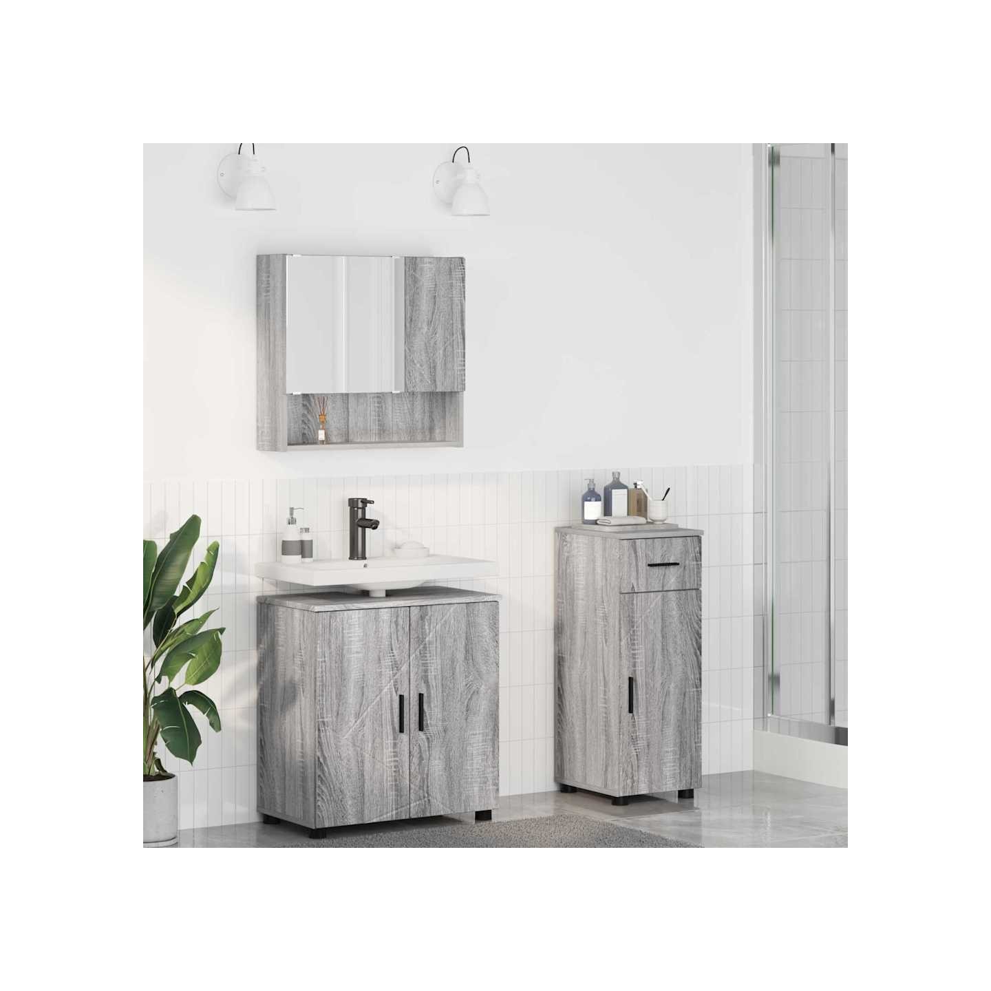 Ensemble de mobilier de salle de bain 3 pc Gris Sonoma