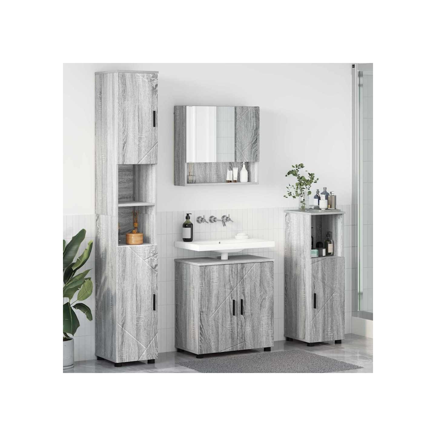 Ensemble de mobilier de salle de bain 4 pc Gris Sonoma