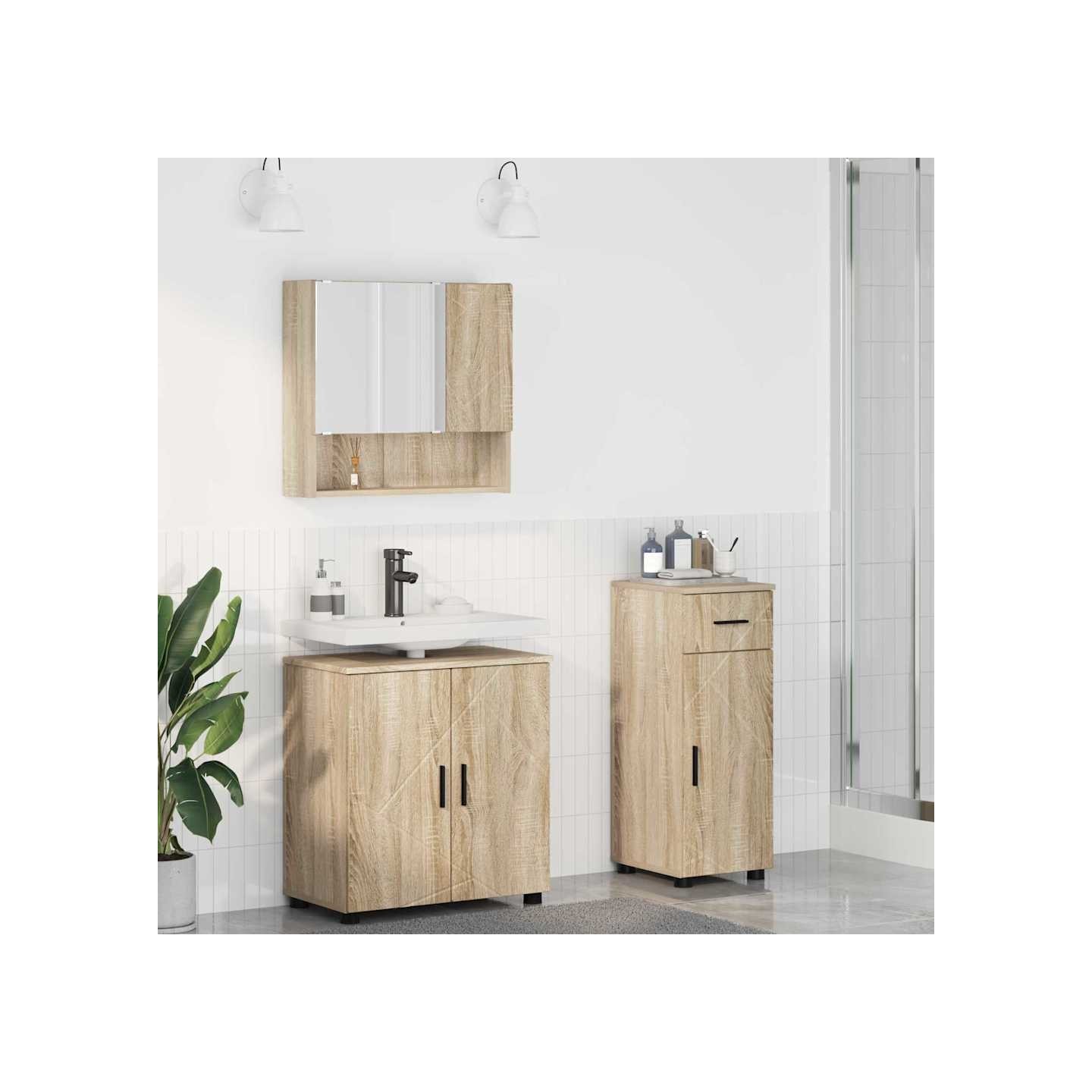 Ensemble de mobilier de salle de bain 3 pc Chêne Sonoma
