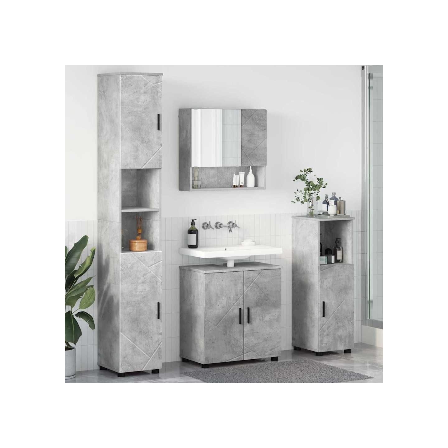 Ensemble de mobilier de salle de bain 4 pc Gris béton