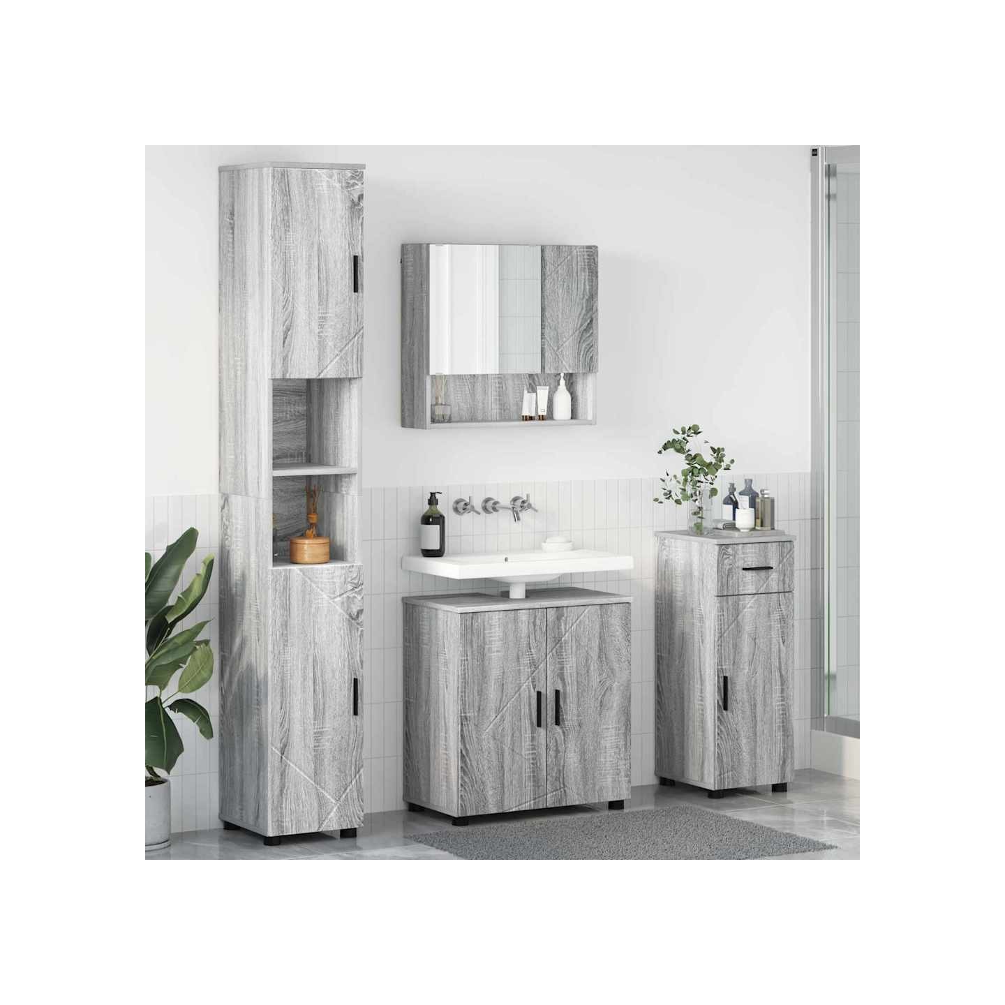 Ensemble de mobilier de salle de bain 4 pc Gris Sonoma