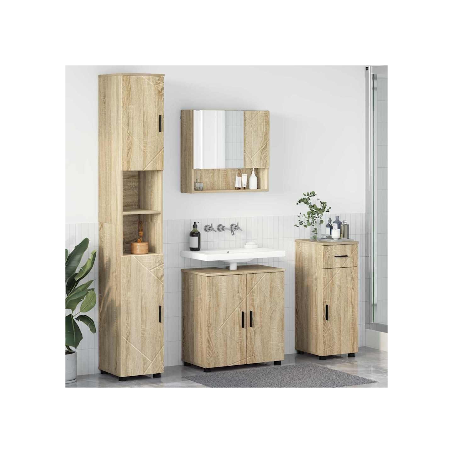 Ensemble de mobilier de salle de bain 4 pc Chêne Sonoma