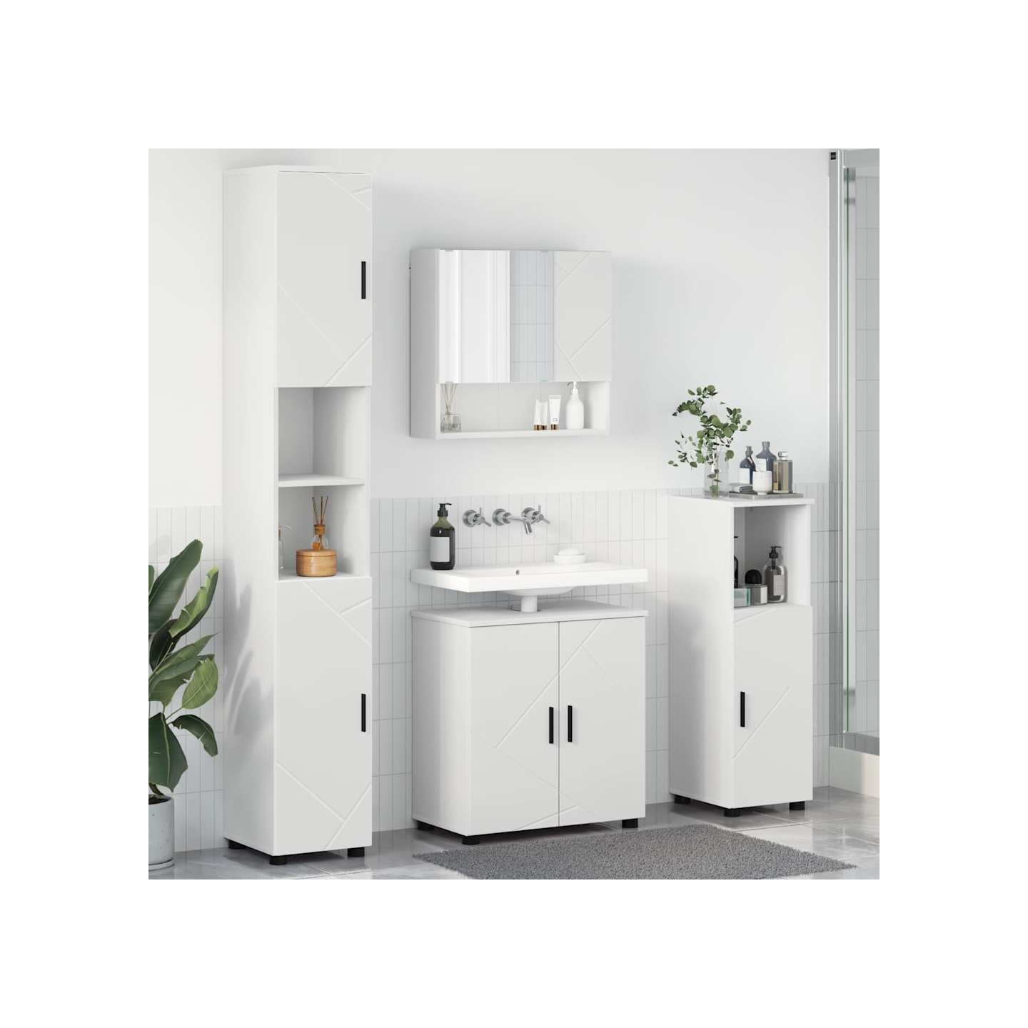 Ensemble de mobilier de salle de bain 4 pc Blanc