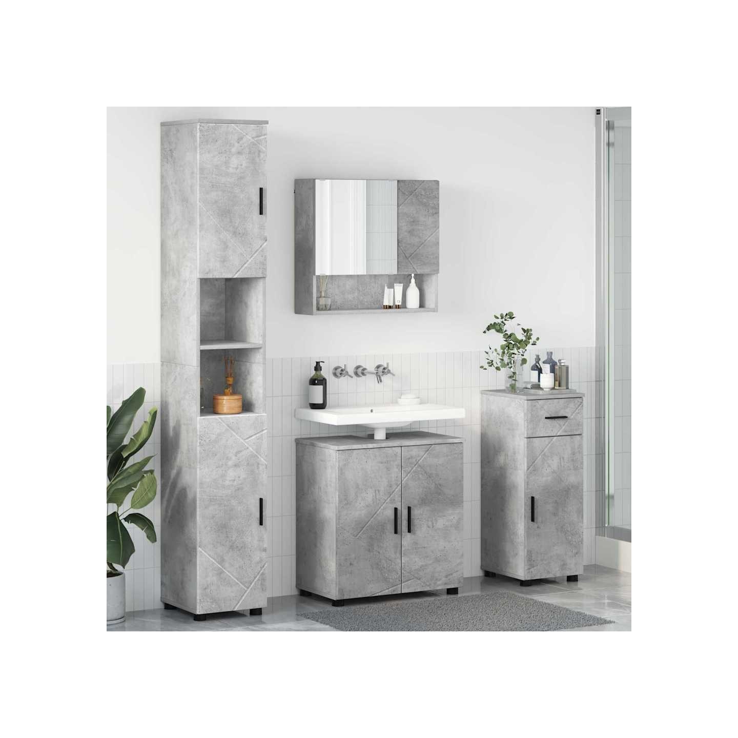 Ensemble de mobilier de salle de bain 4 pc Gris béton