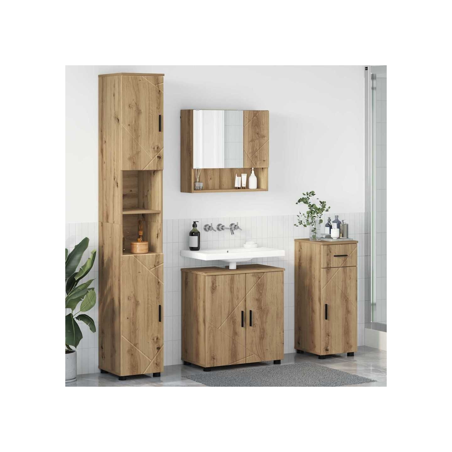 Ensemble de mobilier de salle de bain 4 pc Chêne artisanal