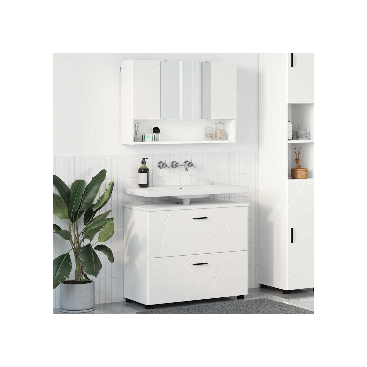 Ensemble de mobilier de salle de bain 2 pc Blanc