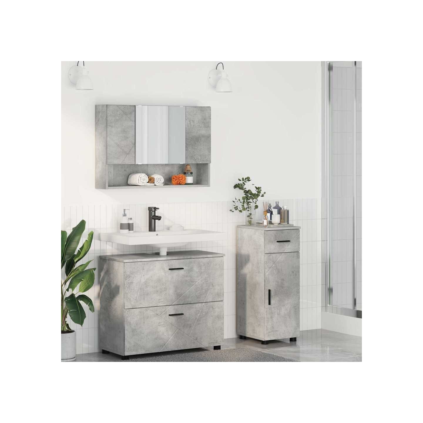 Ensemble de mobilier de salle de bain 3 pc Gris béton