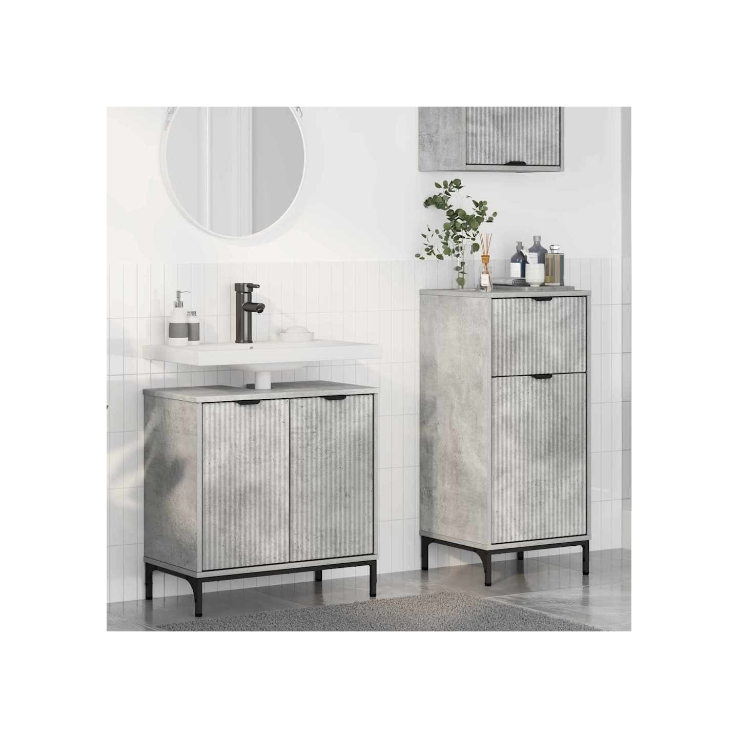 Ensemble de mobilier de salle de bain 2 pièces Gris béton