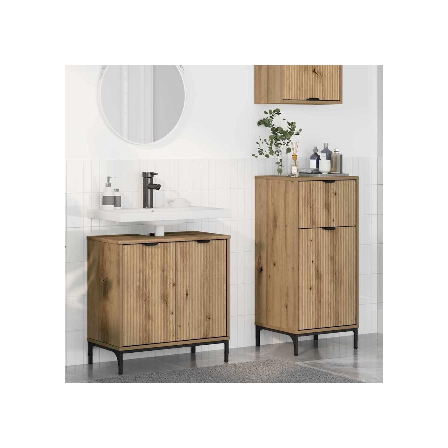 Ensemble de mobilier de salle de bain 2 pièces Chêne artisanal