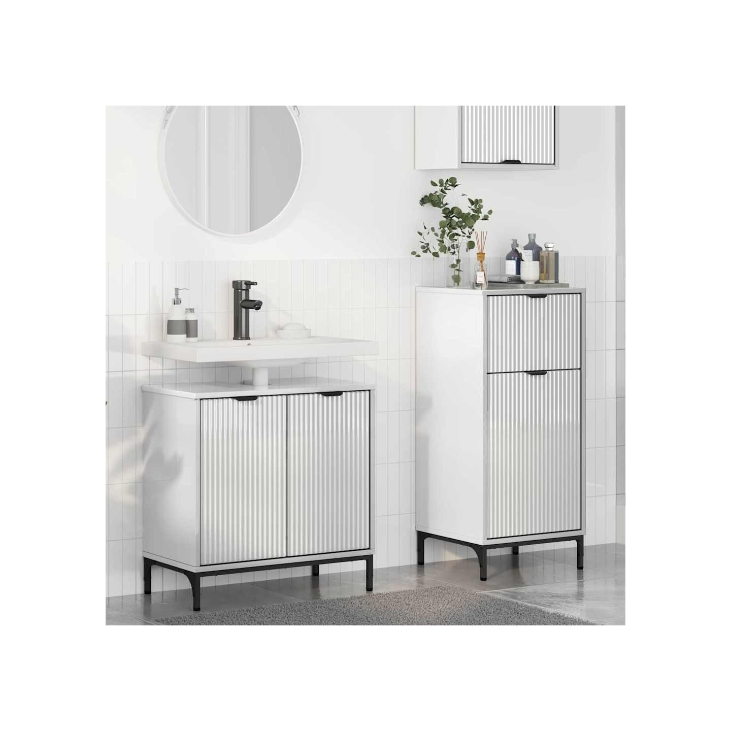 Ensemble de mobilier de salle de bain 2 pc Blanc brillant