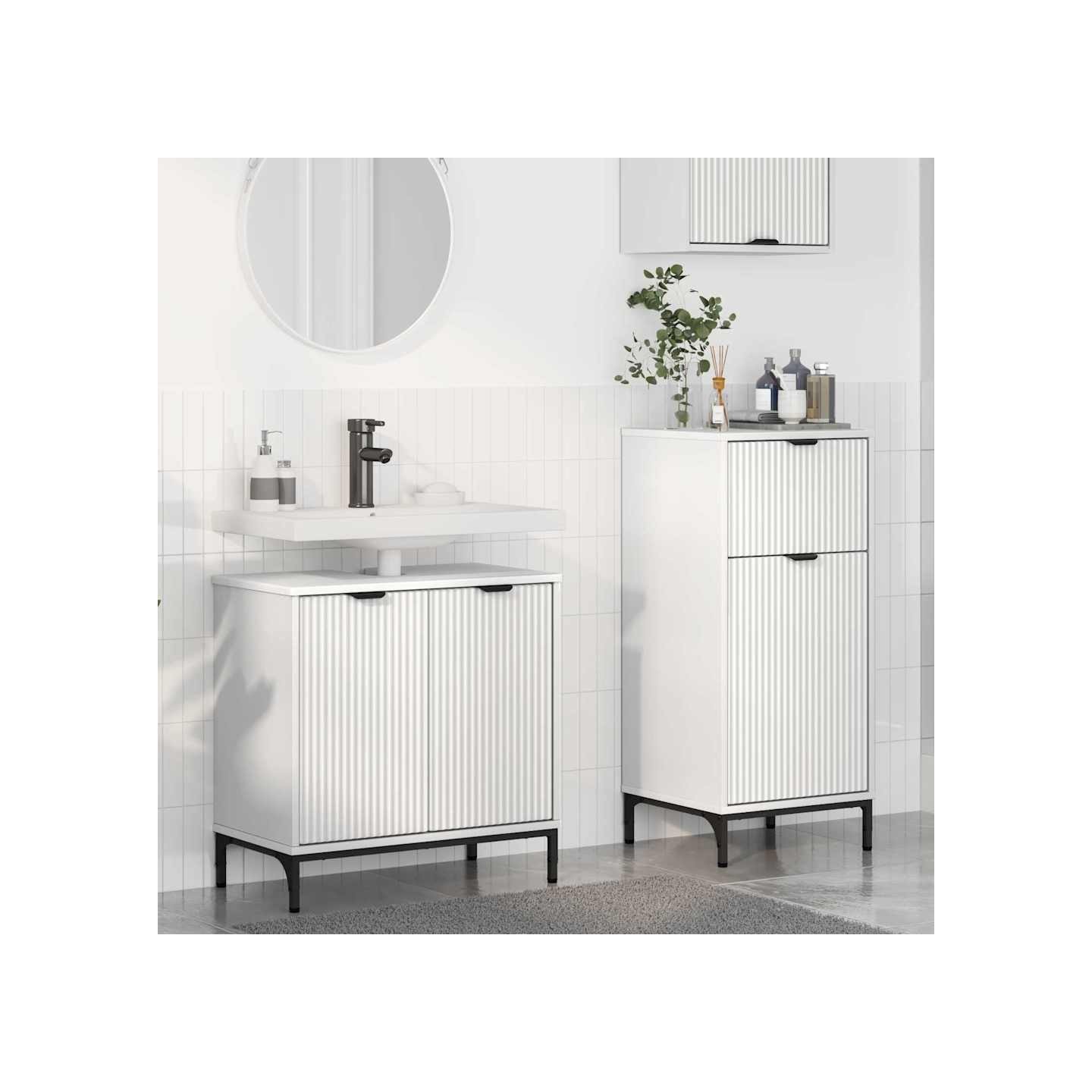 Ensemble de mobilier de salle de bain 2 pièces Blanc