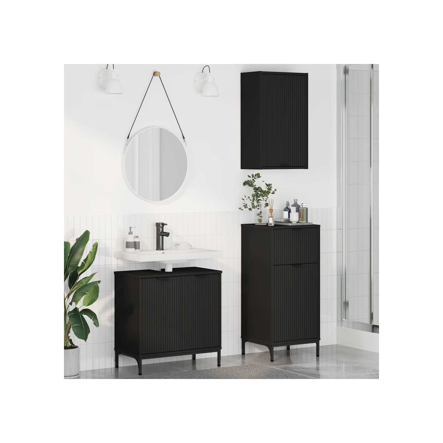 Ensemble de mobilier de salle de bain 3 pc Noir