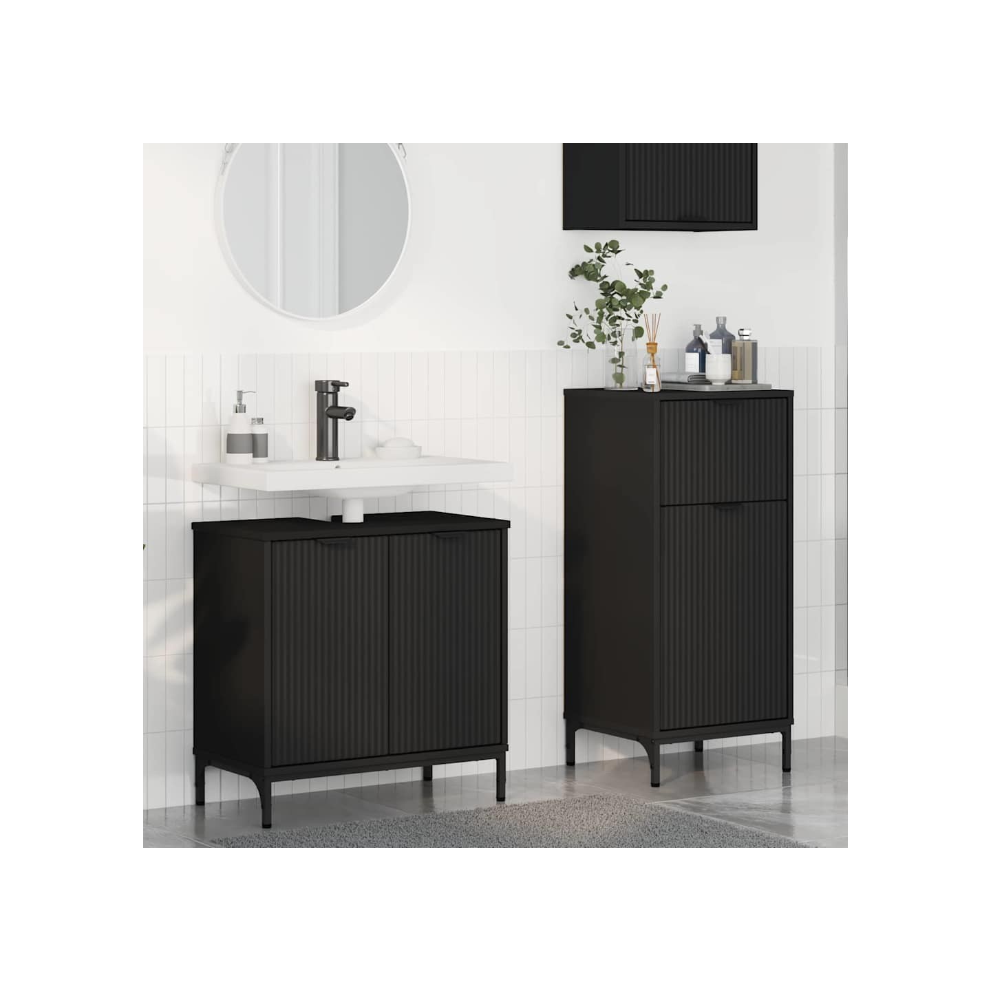 Ensemble de mobilier de salle de bain 2 pc Noir