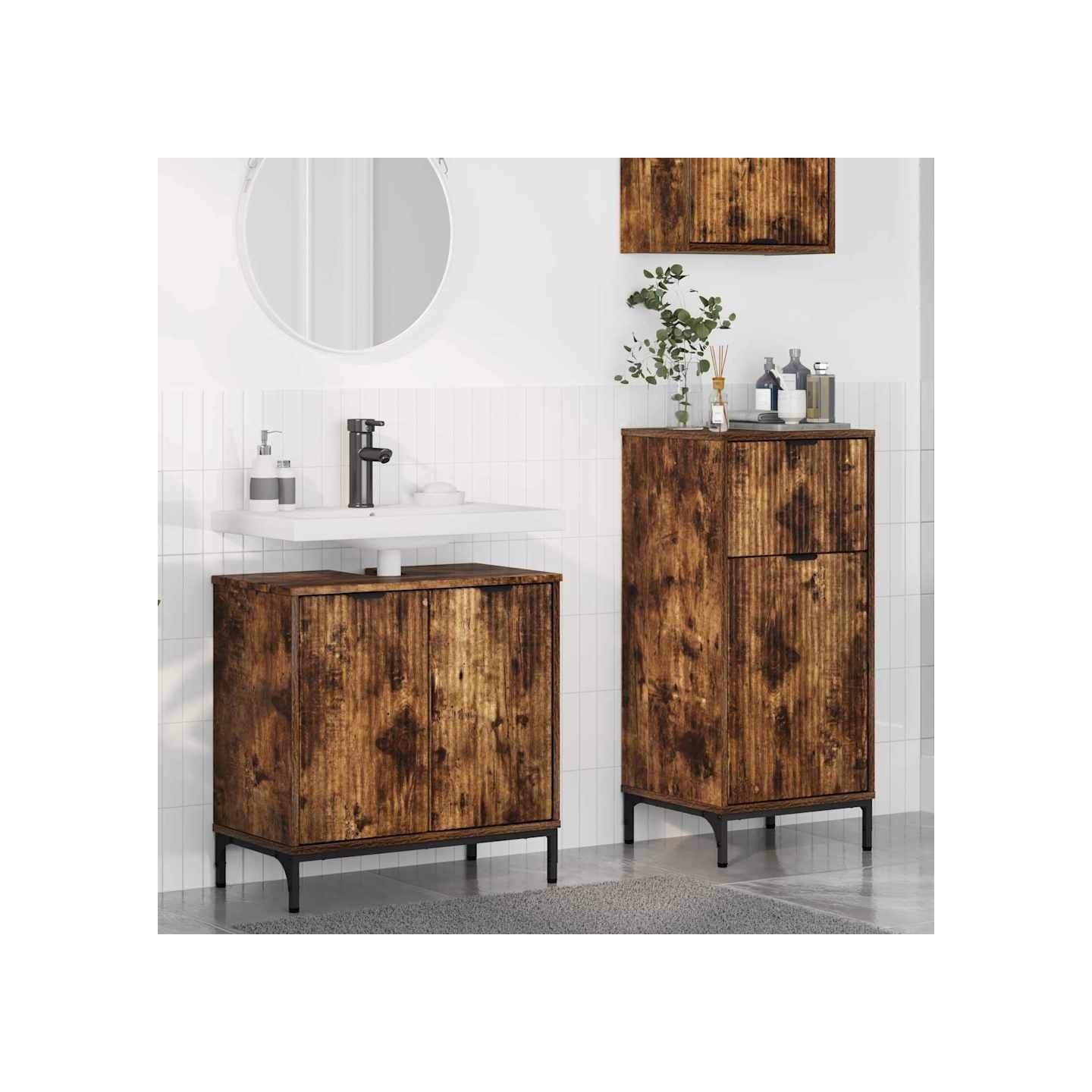 Ensemble de mobilier de salle de bain 2 pièces Chêne fumé