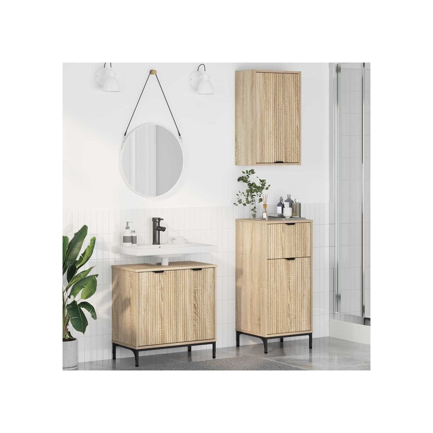 Ensemble de mobilier de salle de bain 3 pc Chêne Sonoma